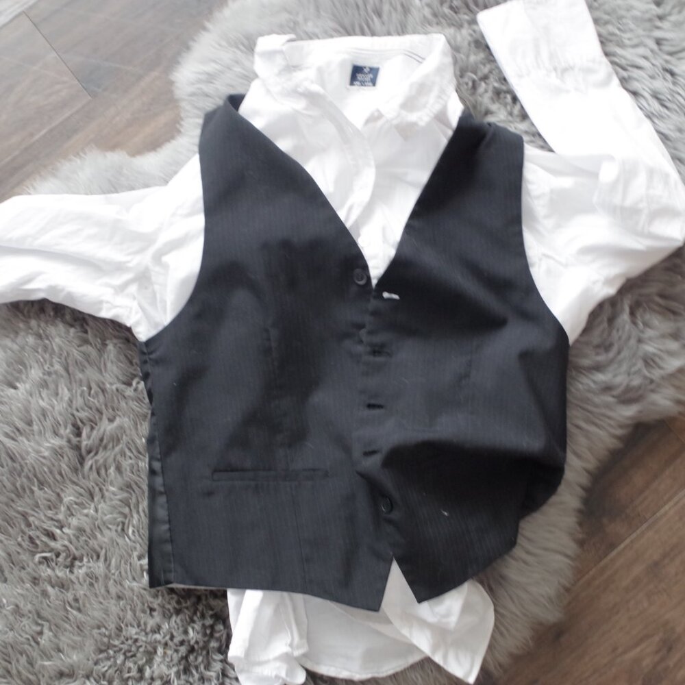 Vintage Mens Pin Striped Black & White Vest By Pusch